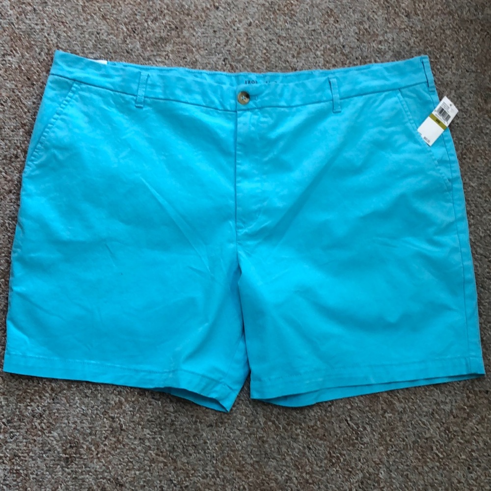 Izod Mens Saltwater Flat Front Classic Stretch Short size 44 Turquoise